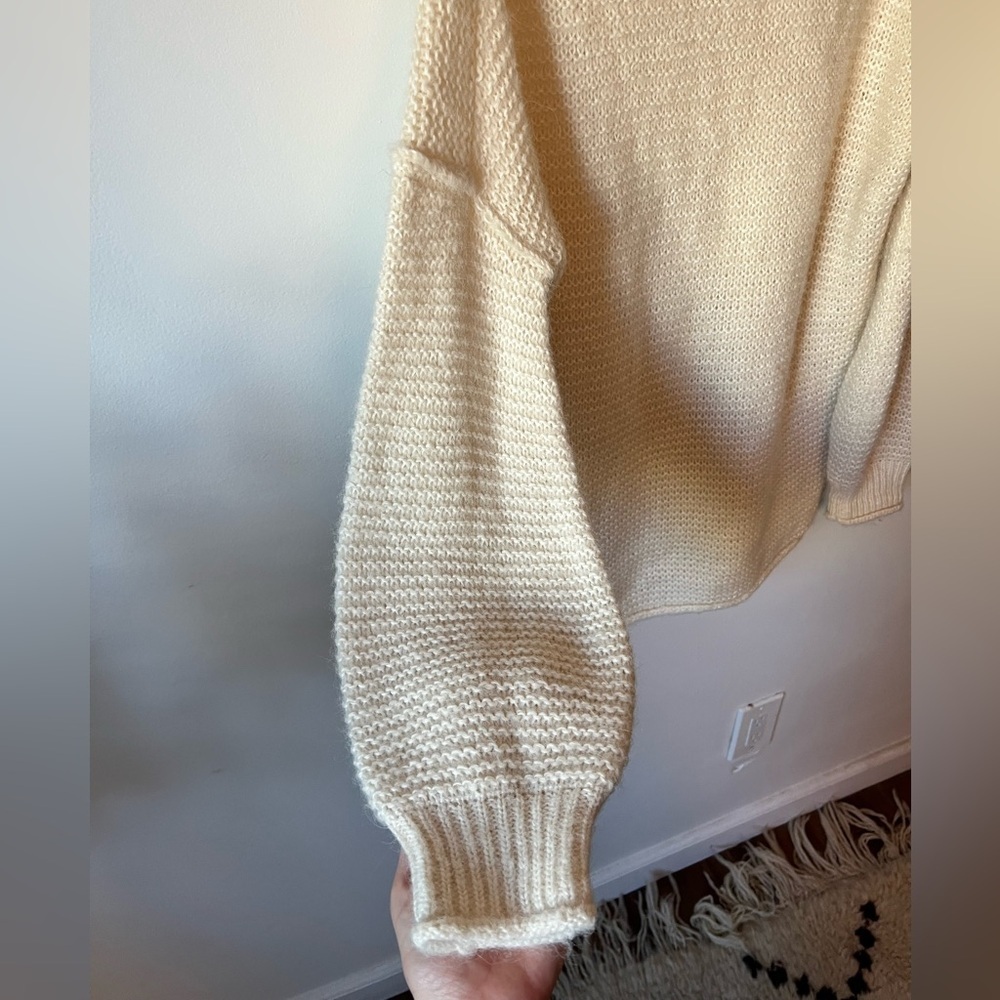 Free People Ivory All Mine Cotton Alpaca V-Neck Sweater - Picture 4 of 7